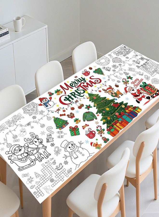 FUULOXE Giant Coloring Poster 30x72 Inch Christmas Tree Coloring Tablecloth Christmas Crafts Xmas Paper Table Cover for Activities Games Home Party Supplies - Image 1